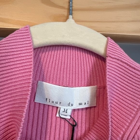 Brand New With Tags Fleur Du Mal Pink Ribbed Heart Cutout Top - Picture 2 of 8